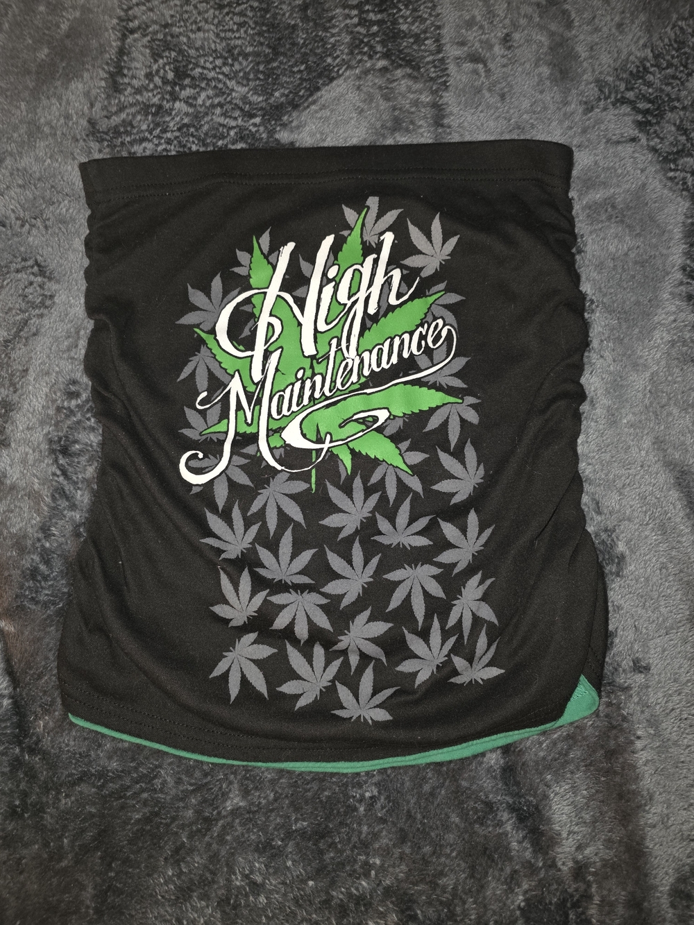 Spencer's High Maitnence Black Graphic Weed Print Strapless Crop Top